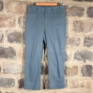 LOFT Curvy Straight Crop Pants‎ Women's Size 8 Blue Cotton Blend Casual Trousers